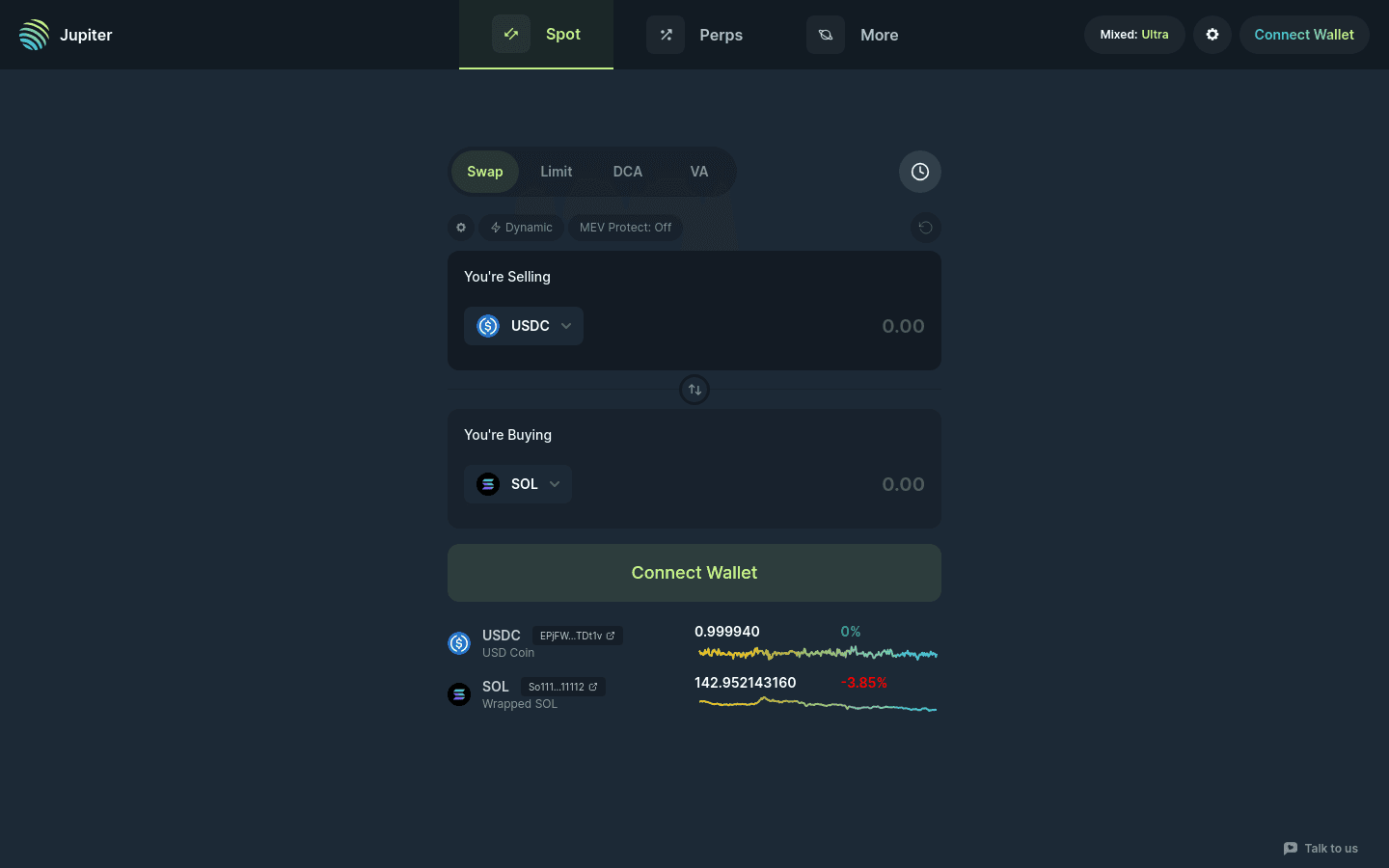 Jupiter trading interface